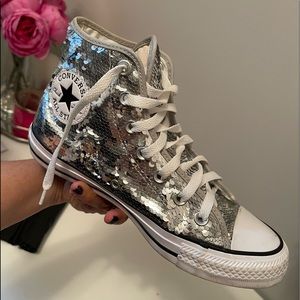 Converse sequins silver sneakers